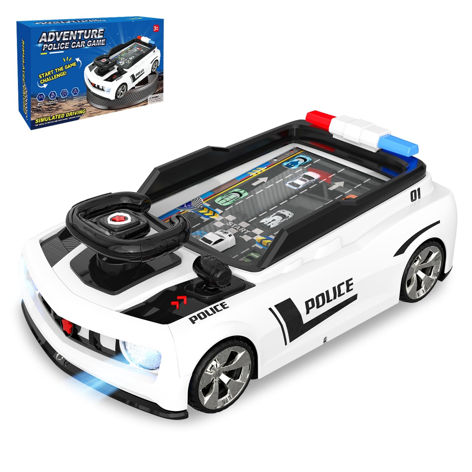 Mytothfy Musical Steering Wheel Racing Car Toy, Racing Adventure Car Steering Wh