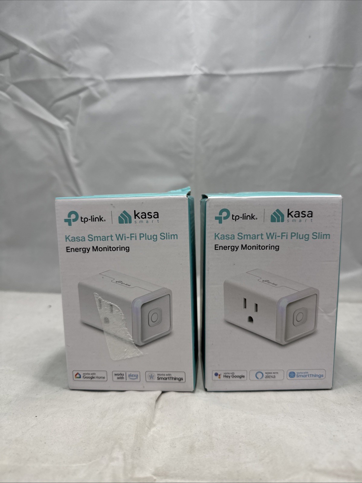 LOT OF 2 TP-Link Kasa Smart Wi-Fi Mini Plug W Energy Monitoring- White(249185)