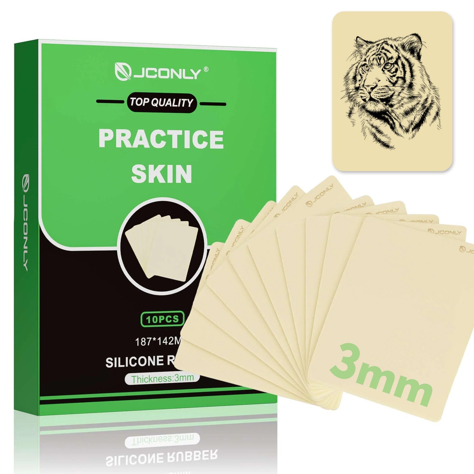 Rayyl Tattoo Fake Skin Premium 3MM - 10PCS 7.4x5.6 Inch, Multicolor
