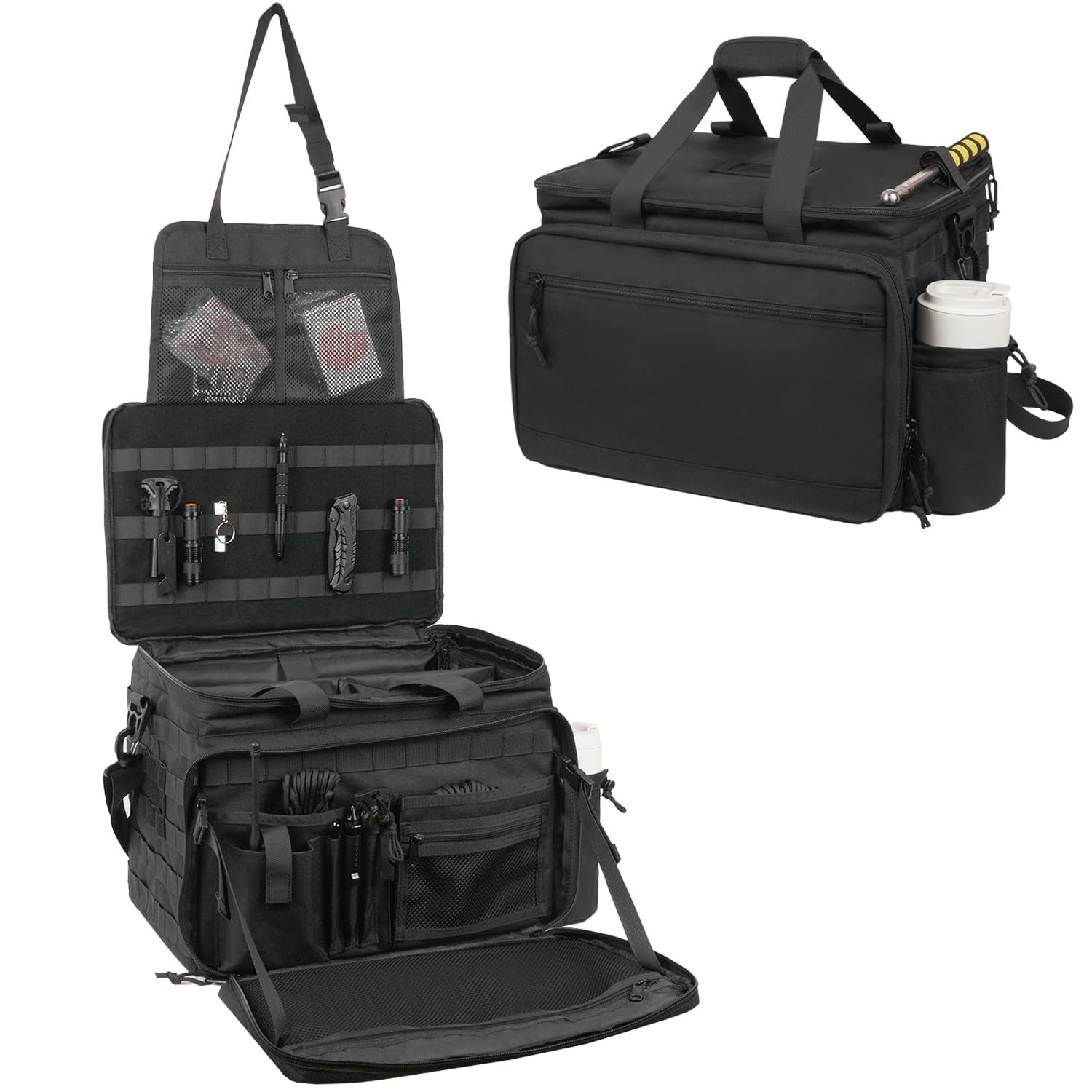 SCAVATA Patrol Bag Law Enforcement, Police Gear Car Front Seat Large, Black