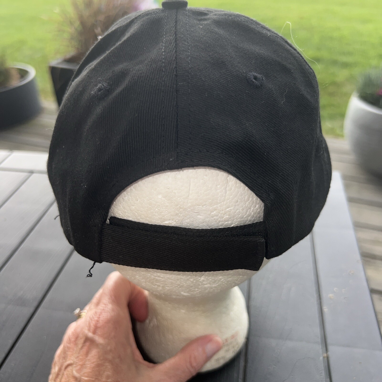 Orange R Or Lr Script on Black Hat Cap Hook Loop Head to Toe Brand EUC