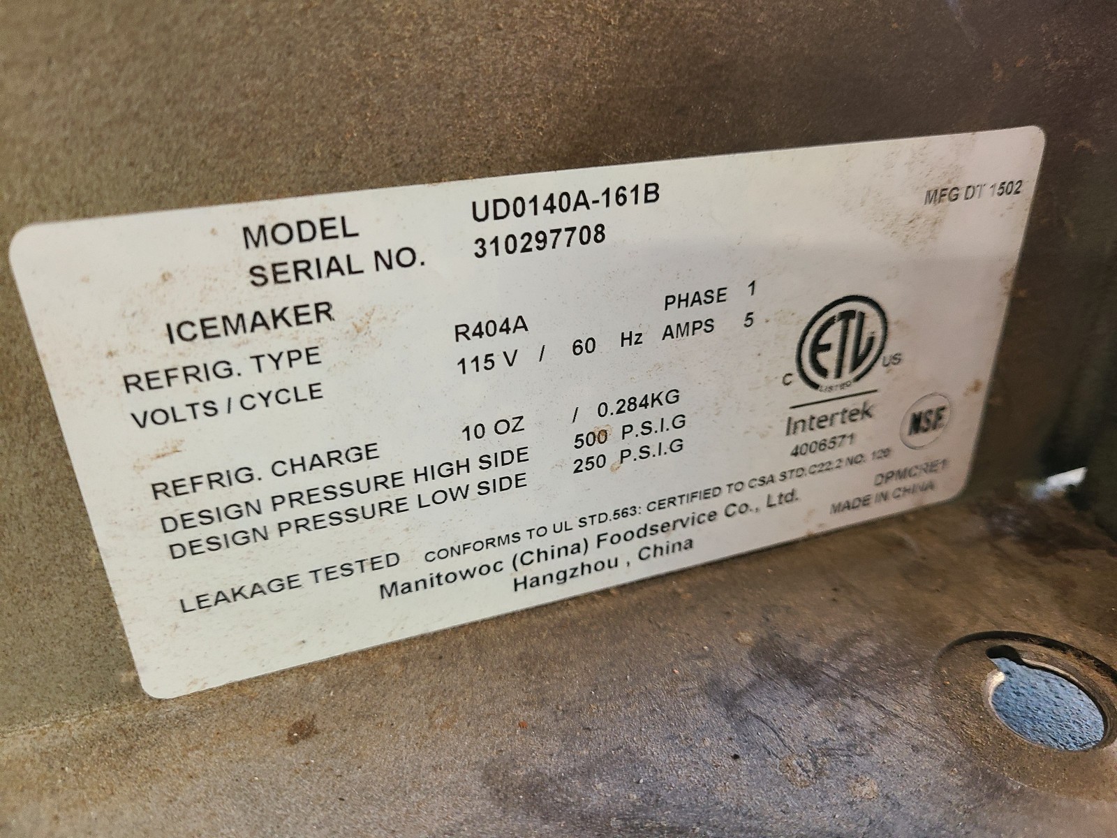 Manitowoc Ice Valve Dump. PN 000014062.