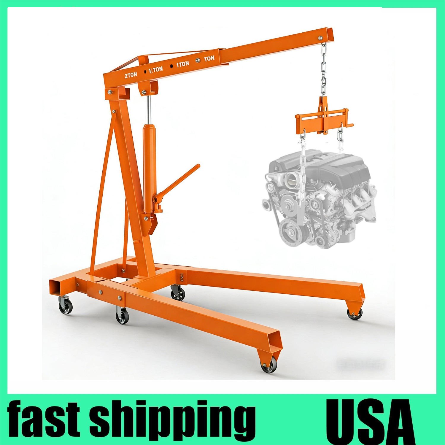 Engine Hoist with Lever Folding Cherry Picker Engine Hoist Folding Shop Crane US