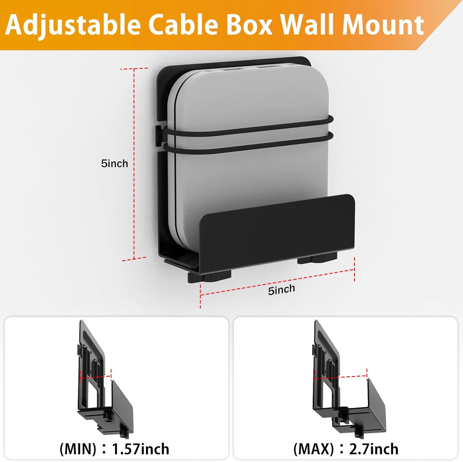 Cable Box Mount, Modem Mount, Adjustable Cable Box Wall Mount Bracket for Small