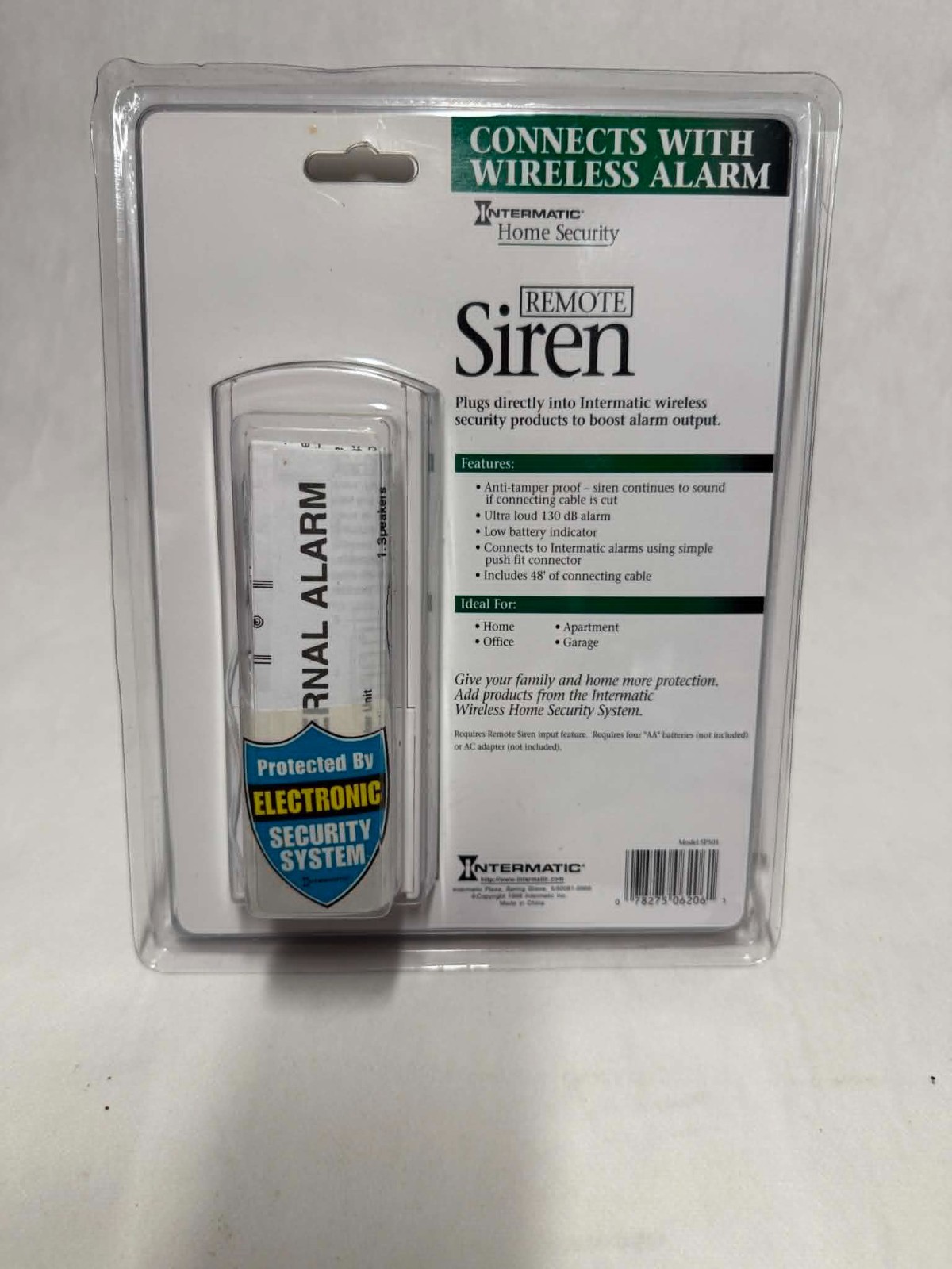 Intermatic Home Security Remote Siren 130dB for Wireless Alarms