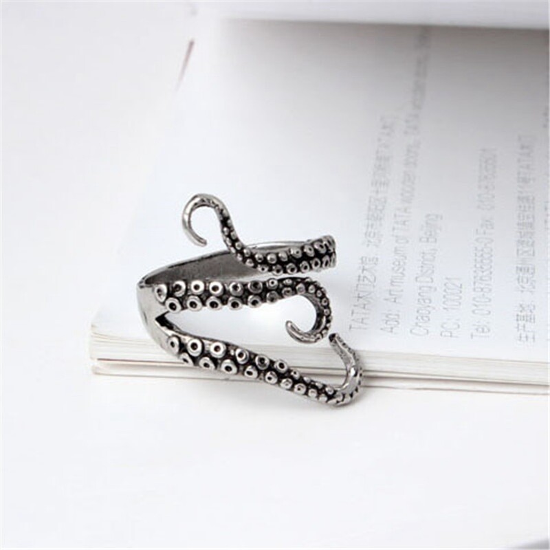Adjustable Octopus Ring Pirate Nautical Stainless Steampunk Gothic Kraken Ring