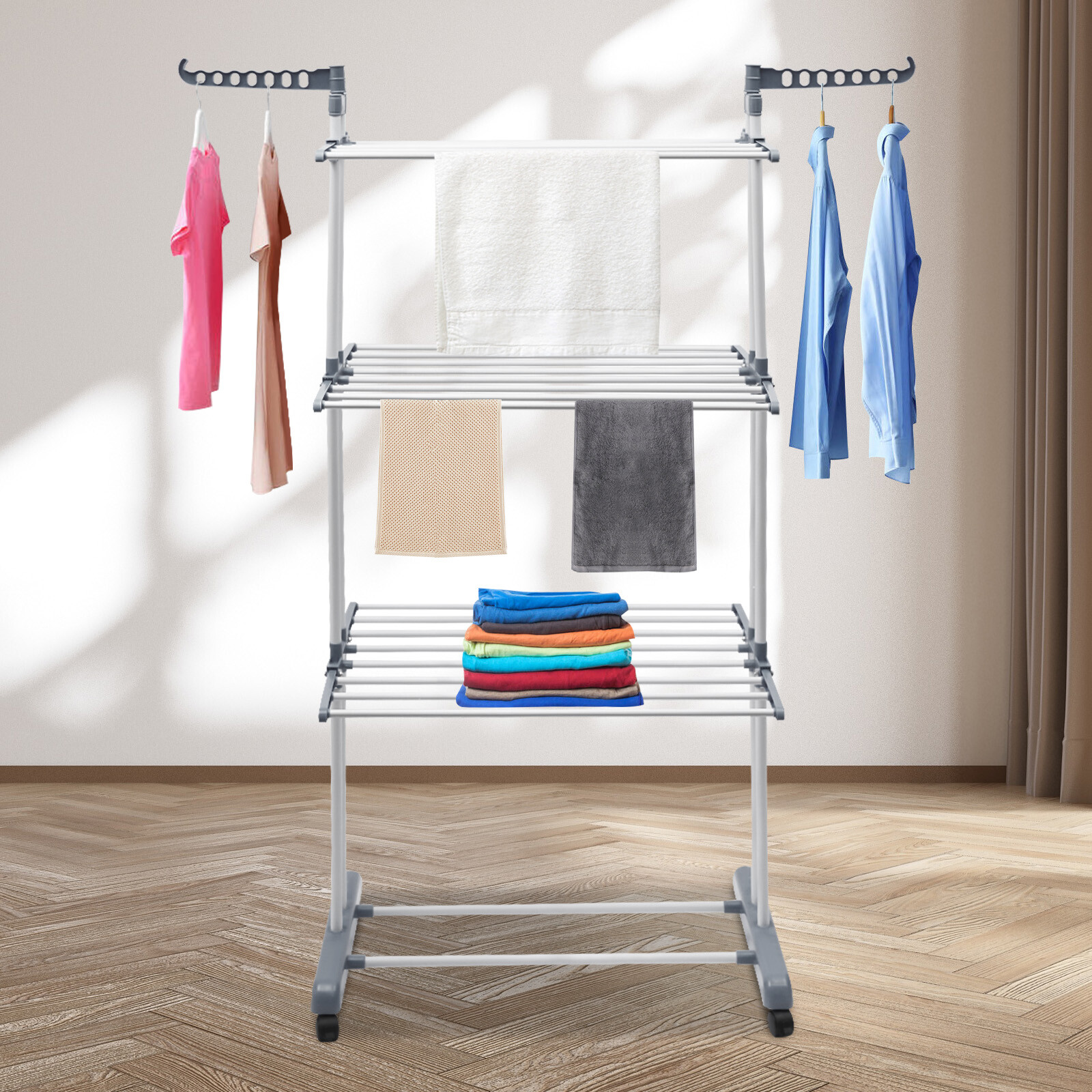 4-Tier Foldable Clothes Drying Rack Stand Airer Laundry Washing Drier Line Home