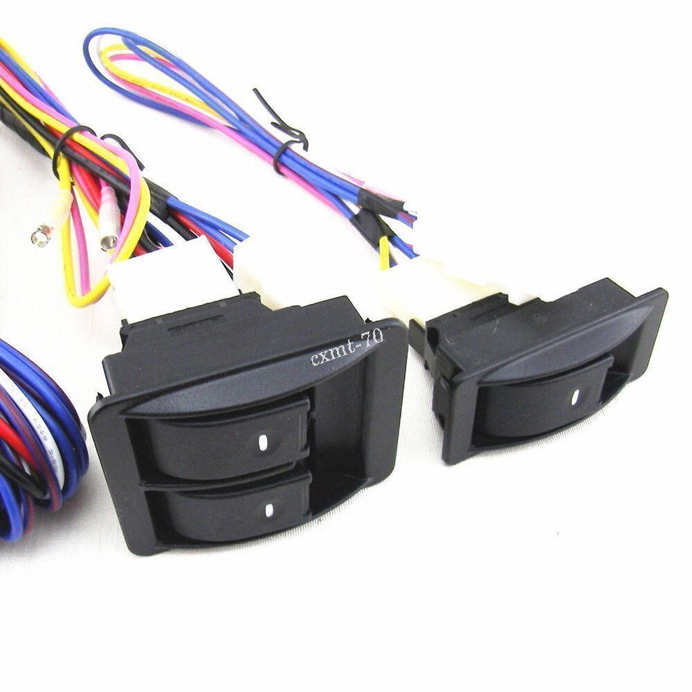Electric Power Window Master Control Switch with Wiring Harness Universal Fit