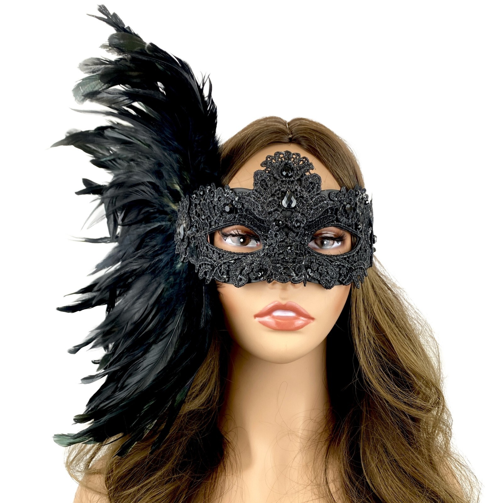 Women Costume Masquerade Party Masks With Feather For Wedding Ball Mask
