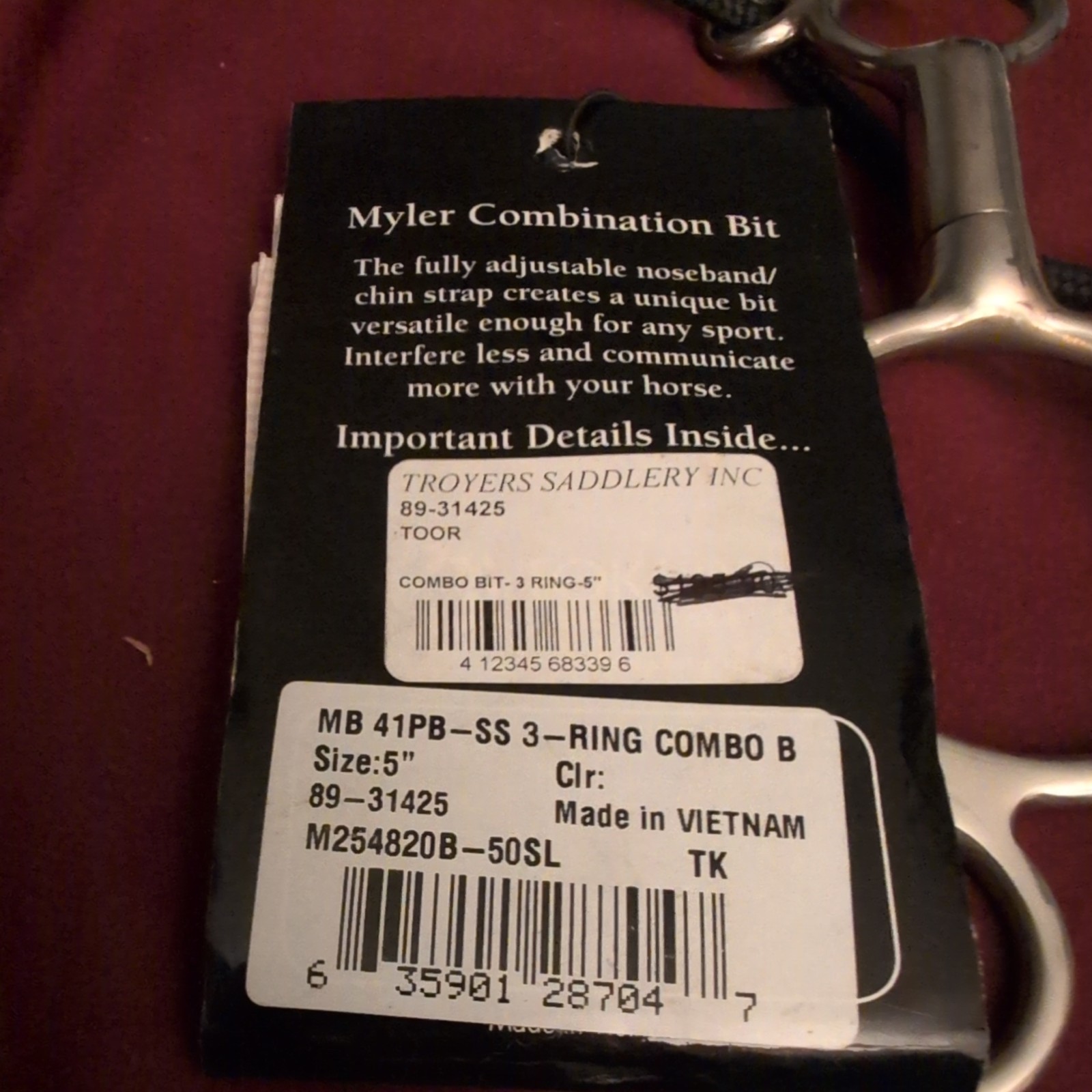 5." Myler 3 Ring Low Port Comfort Snaffle Combo Bit NWT