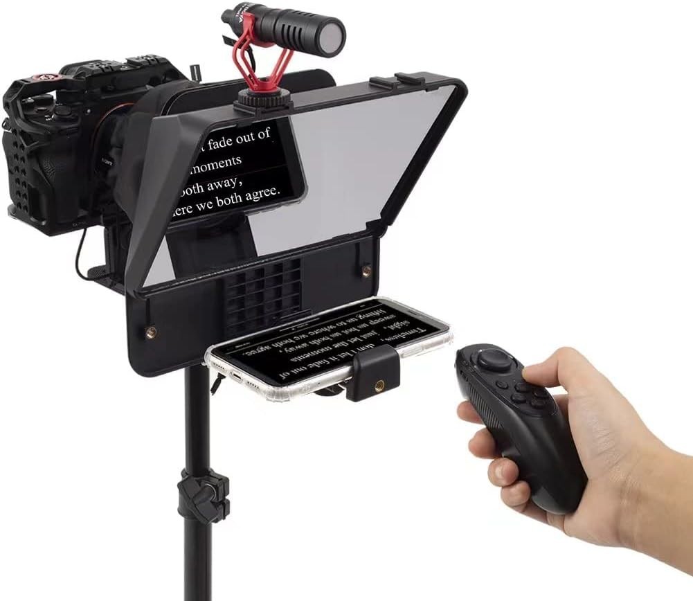 High Definition Teleprompter for Interviews and Speeches with Wireless Remote