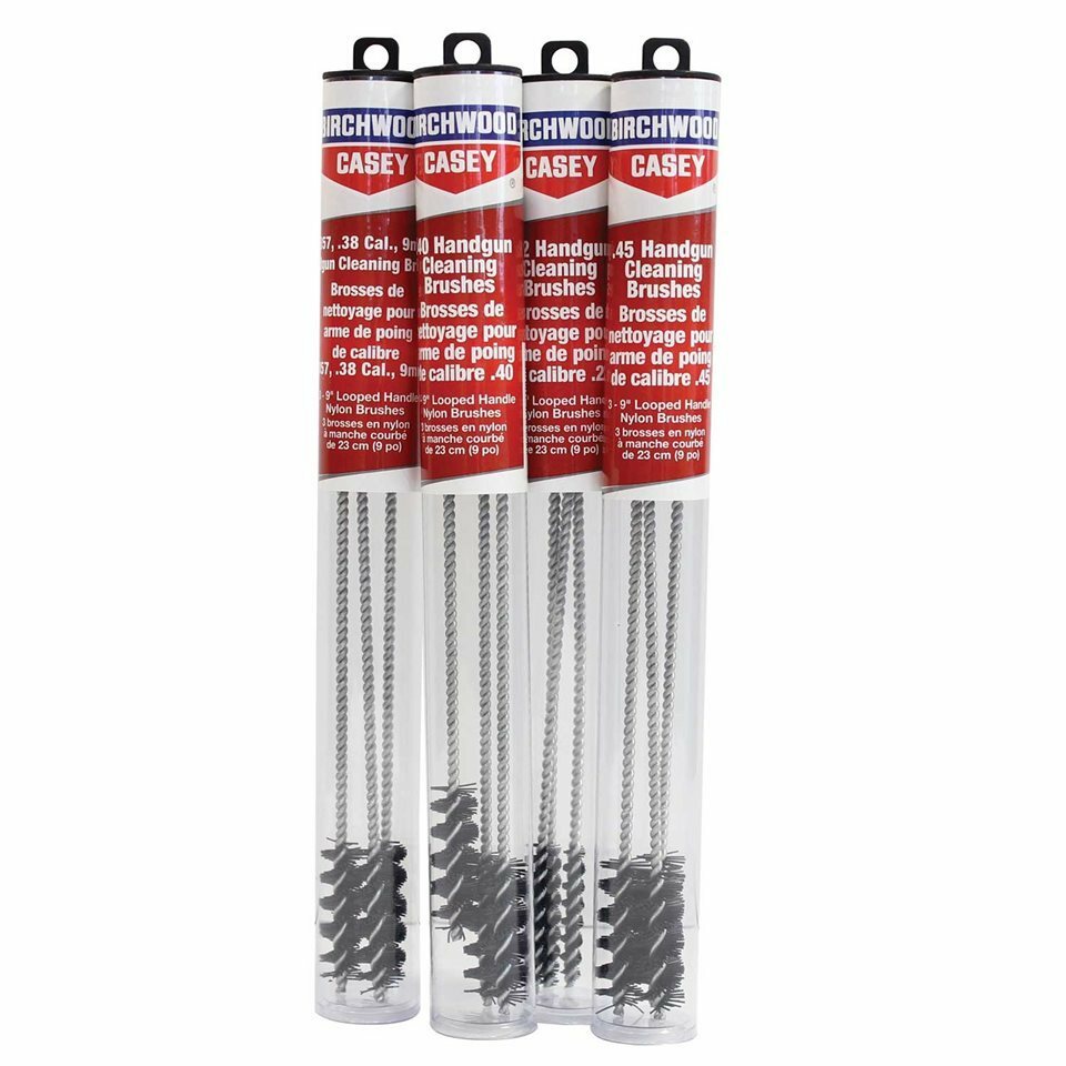 (3 PACK) Handgun 9" Looped Handle Nylon Cleaning Brushes, Choice of Caliber