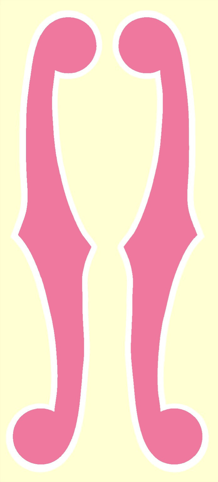 2 color - White outline - Pink F Holes - Large