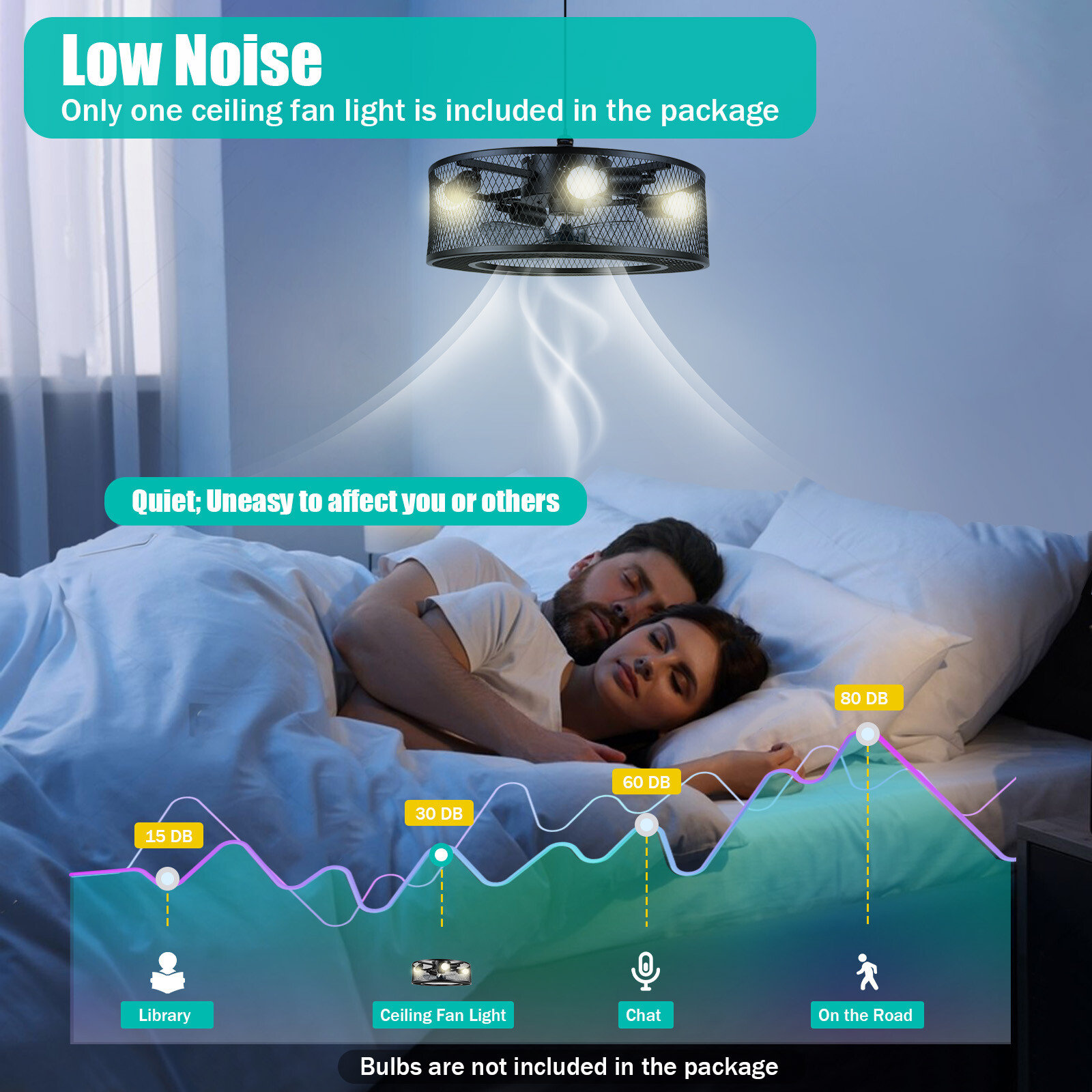 Modern LED Ceiling Fan Light Semi Flush Mount Caged Fan Lamp with Remote Control