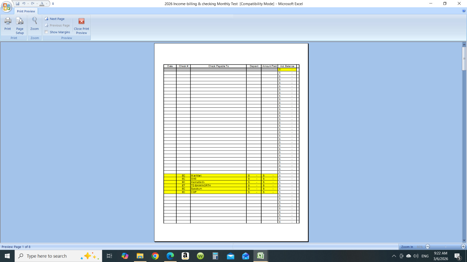 Keep ahead of bills, checkbook register, and bill pay program. Read Description