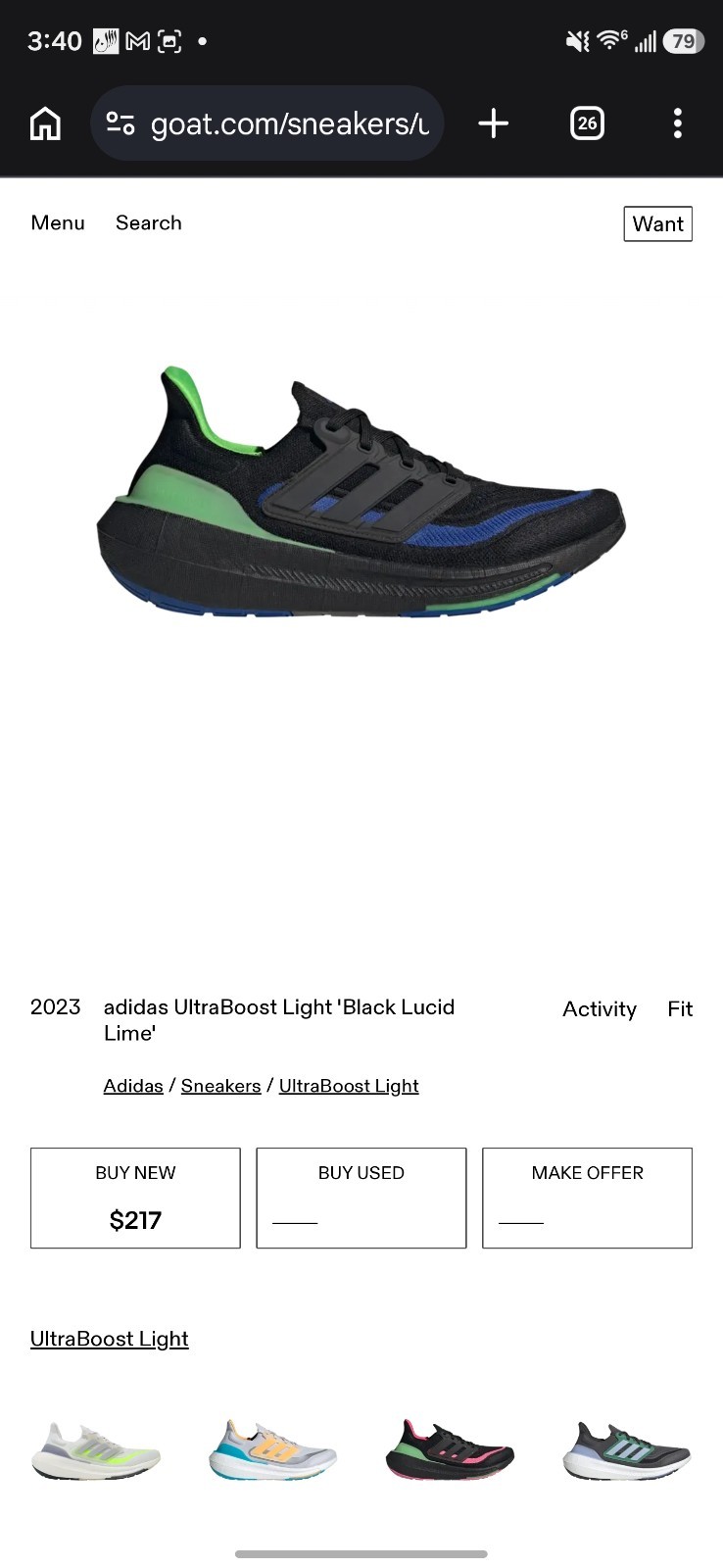 adidas UltraBoost Light Black Lucid Lime Running Sneaker Mesh Shoes
