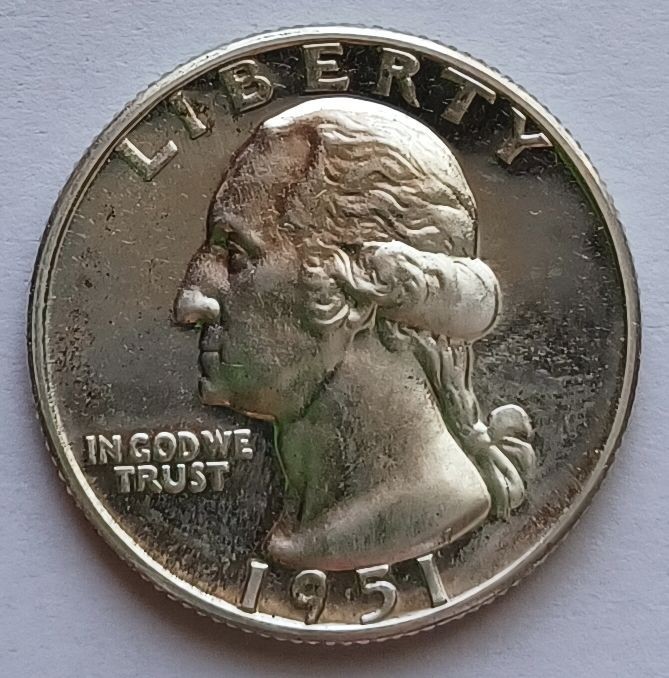 1951 Gem Proof Washington Silver Quarter 25C coin