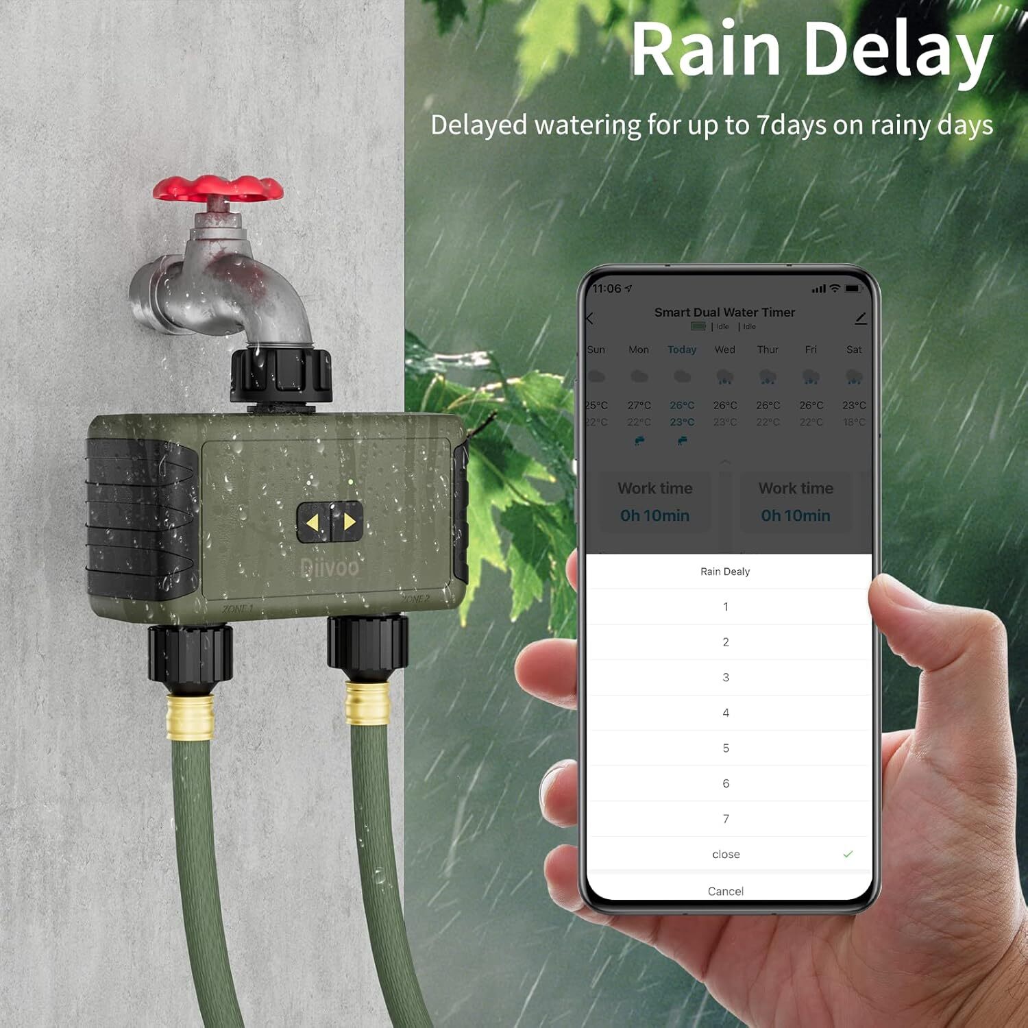 Sprinkler Timer 2Zone Bluetooth Water Timer for Garden Hose Outdoor Programmable