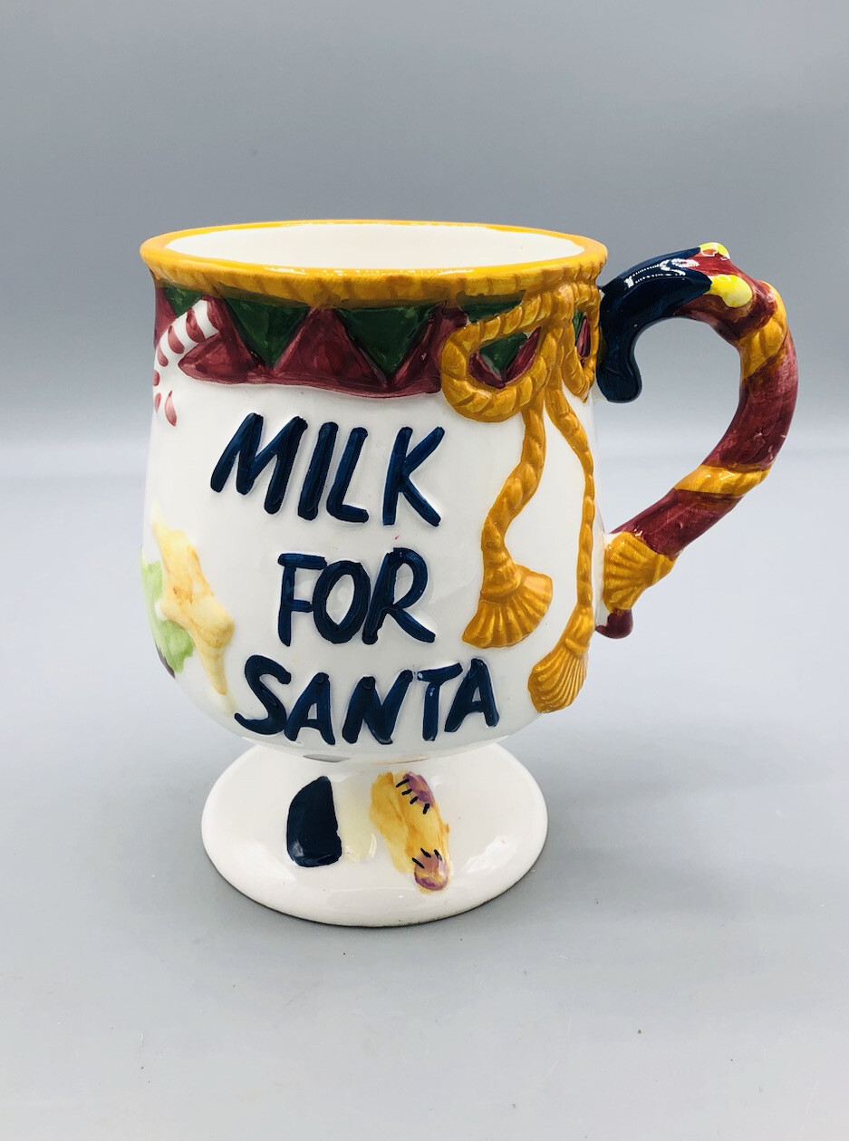Ceramic Goblet Milk For Santa Hand Painted Stockings, Presents, Christmas