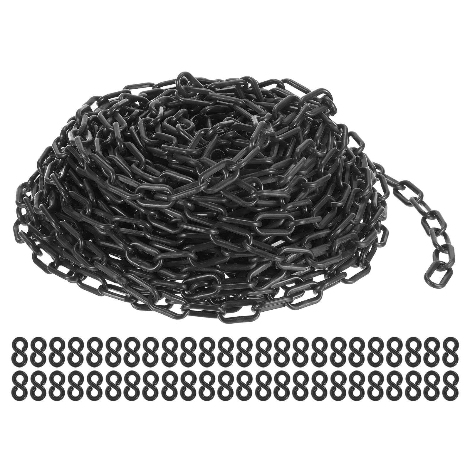 Plastic Chain Links, 100 Foot Safety Barrier Chain Black