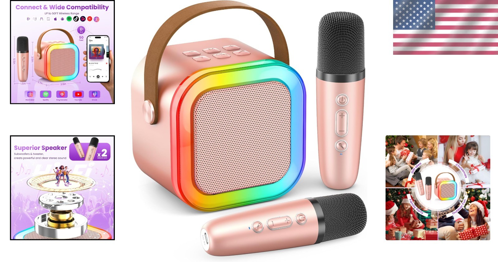 Wireless Karaoke Machine - Ideal for Parties with Bluetooth and Multiple Inputs