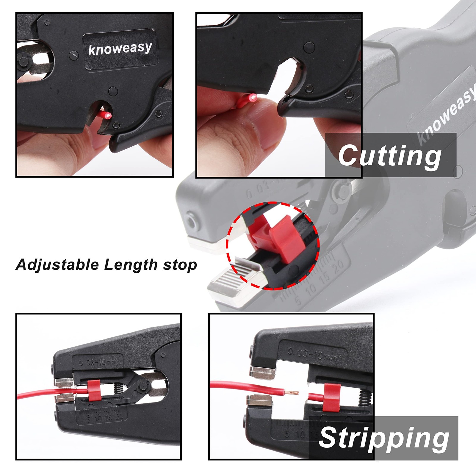 Wire Stripper, knoweasy Stripper Tool with Cutter and 2 in 1 Black