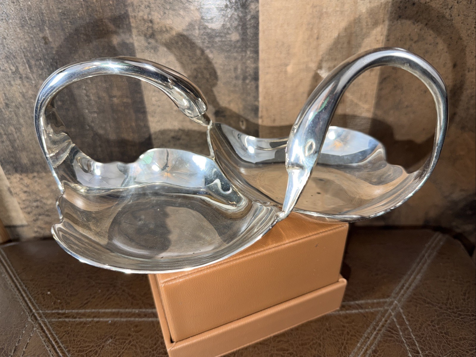 Vintage Royal Limited 1994 Silverplate Double Swan Candy Trinket Dish Made India