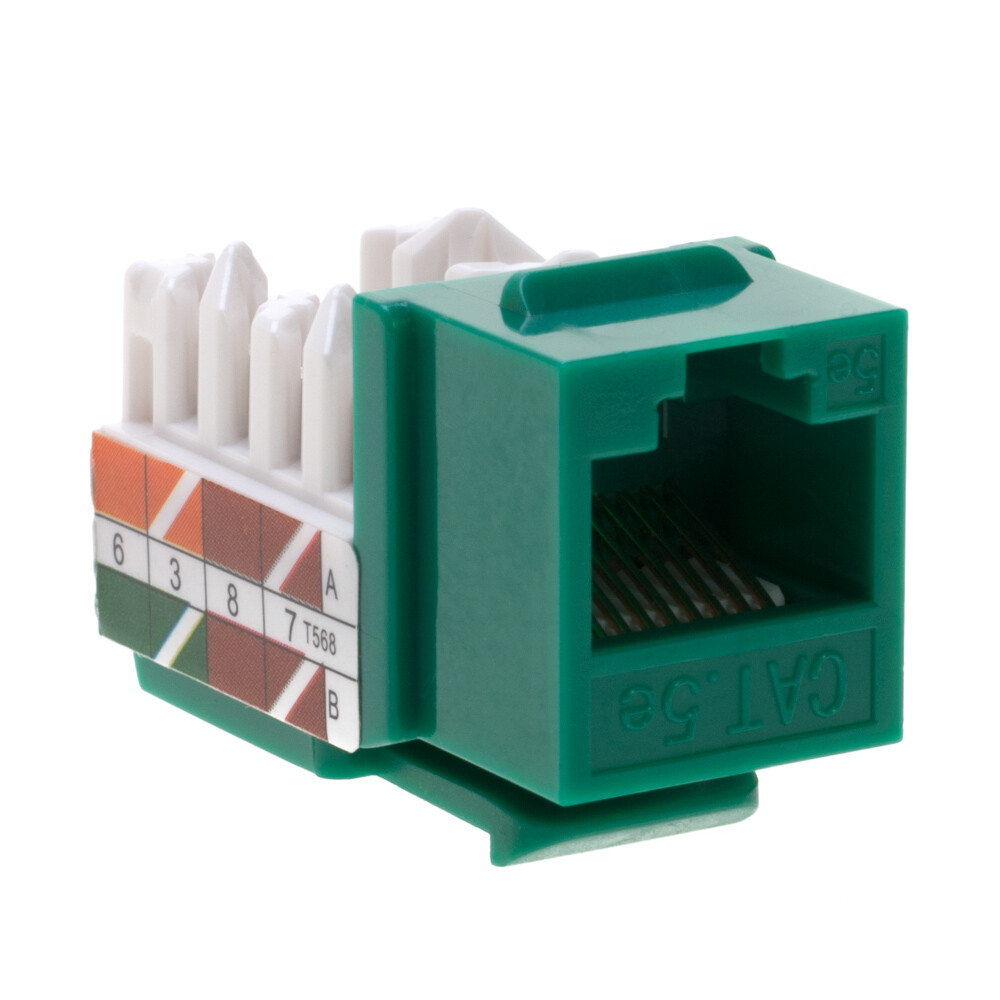 40 Pcs Cat5e 45 Angled Keystone Jack 110 Punch down 8P8C Green Network Ethernet