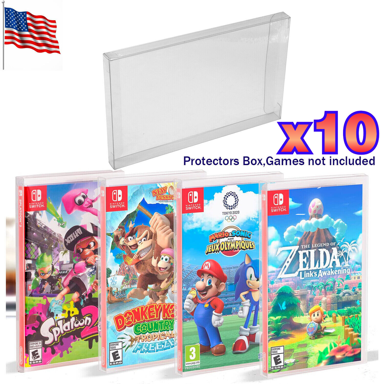 10x NINTENDO SWITCH PLASTIC & STEELBOOK GAMES - CLEAR PROTECTIVE BOX PROTECTOR