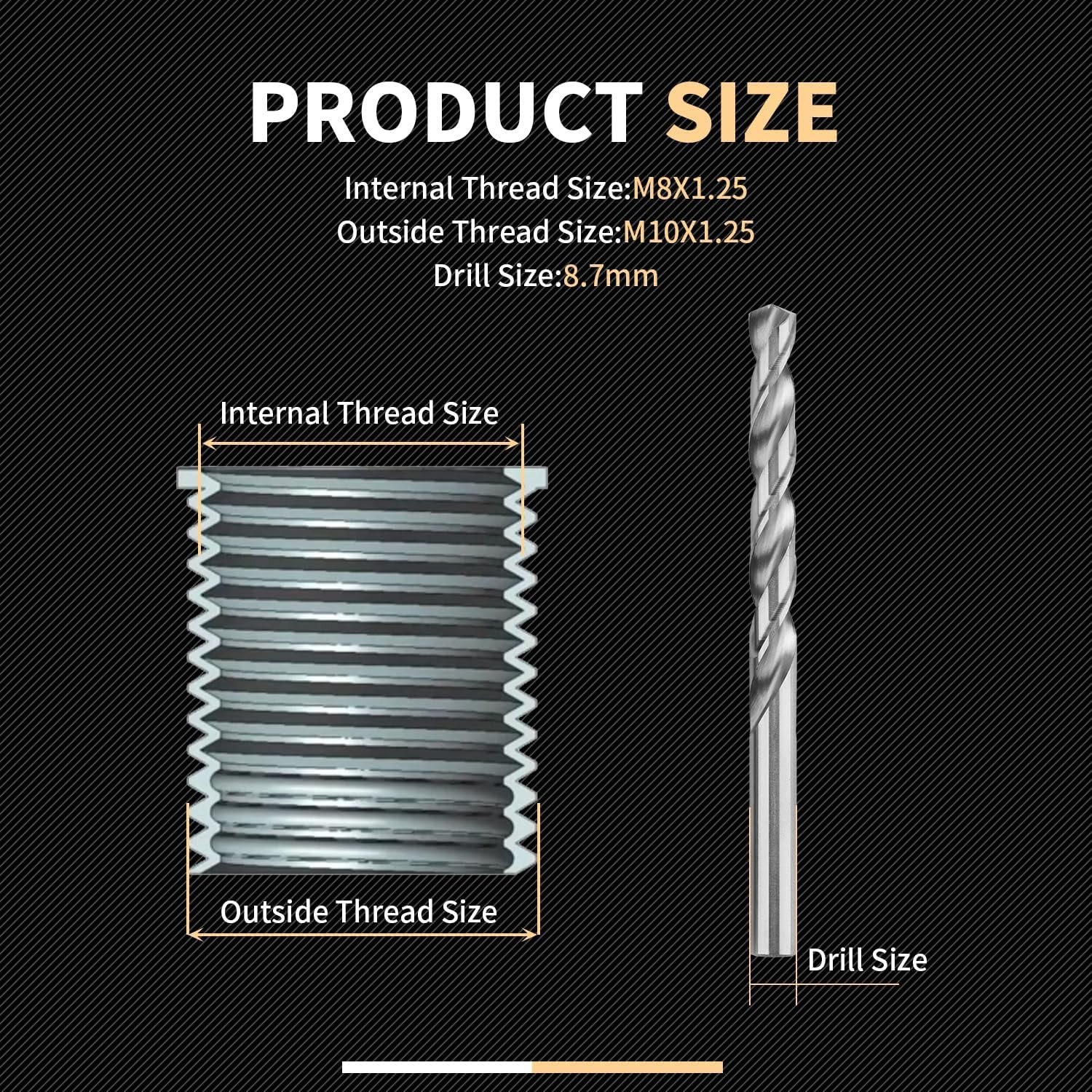 M8x1.25 Thread Repair Kit with 11.7mm Insert HSS Drill