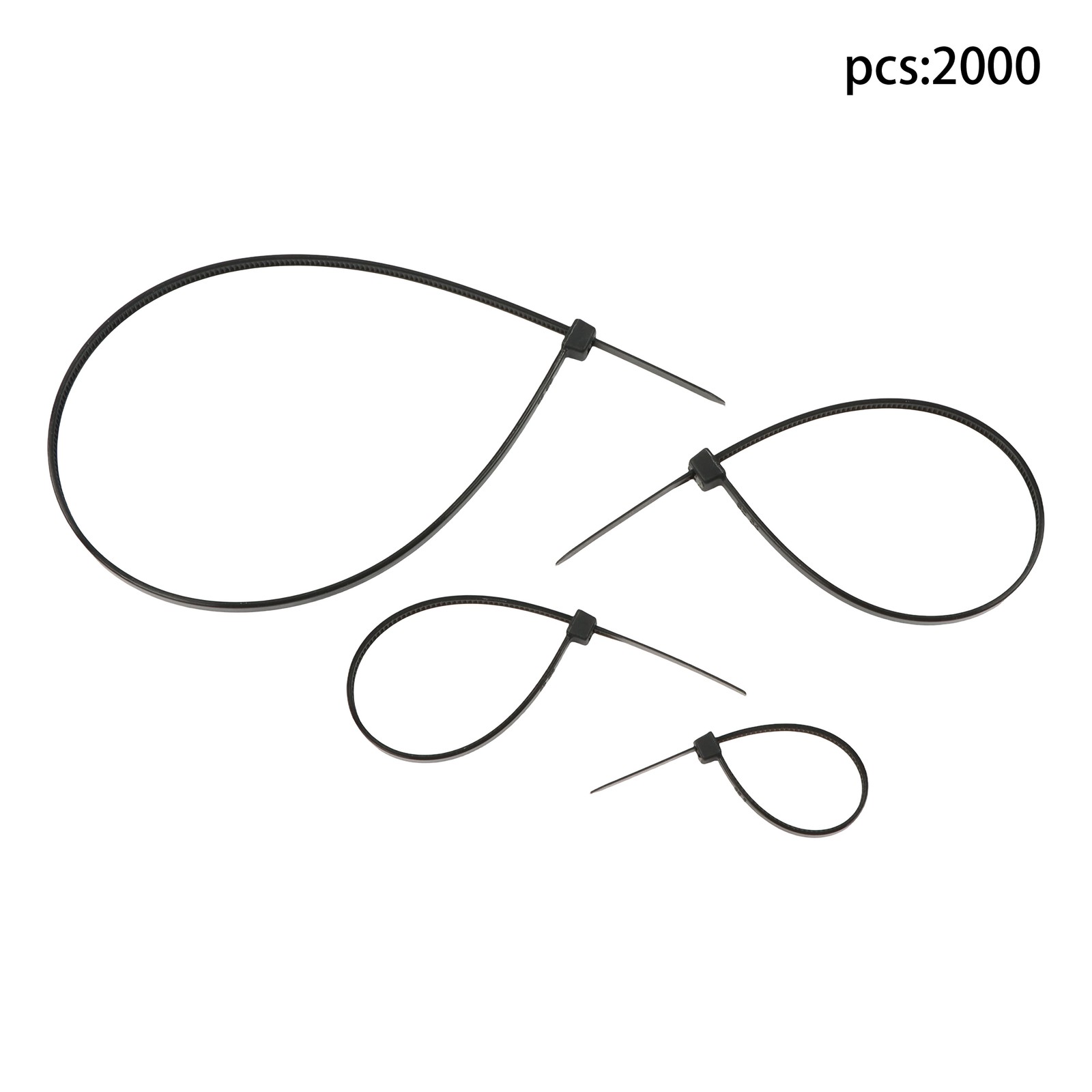 2000 PCS Self-locking Nylon Zip Ties Assorted Sizes 4+6+8+12 Inch Cable ties