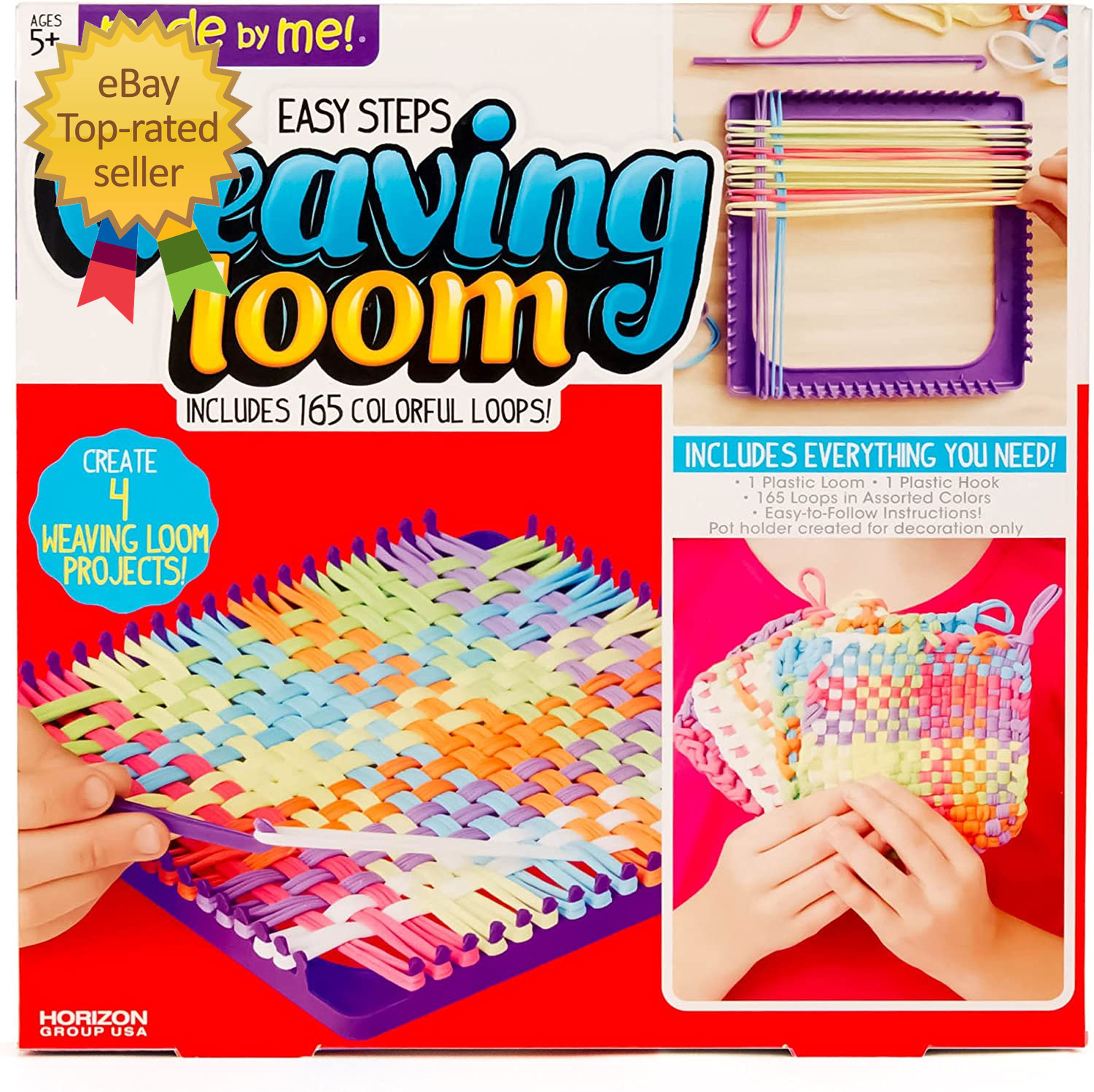 Easy Steps Weaving Loom for Kids Includes 165 Loom Loops & 1 Weaving Loom