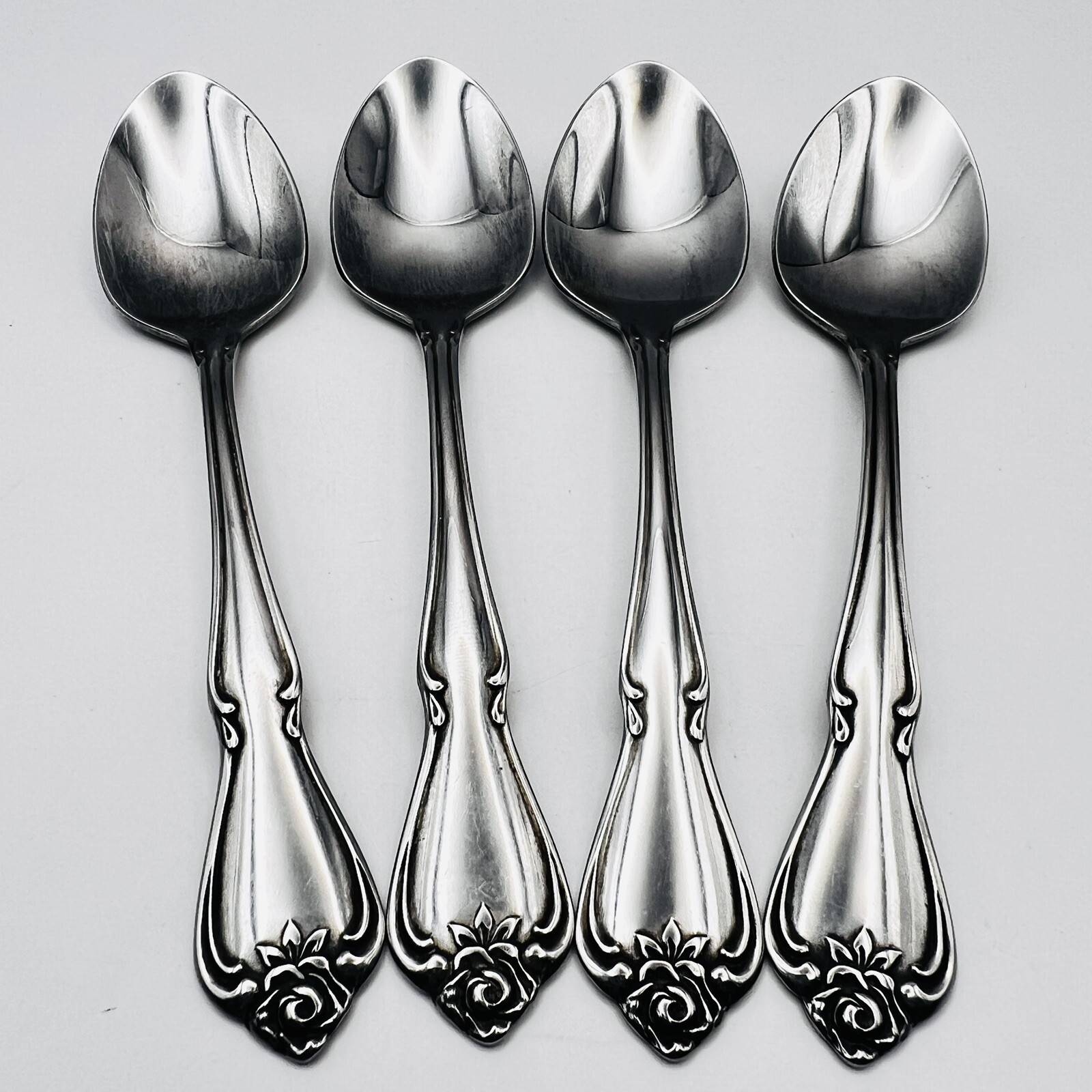 4 Oneida Ltd Arbor Rose / True Rose Teaspoons Stainless Flatware 6”