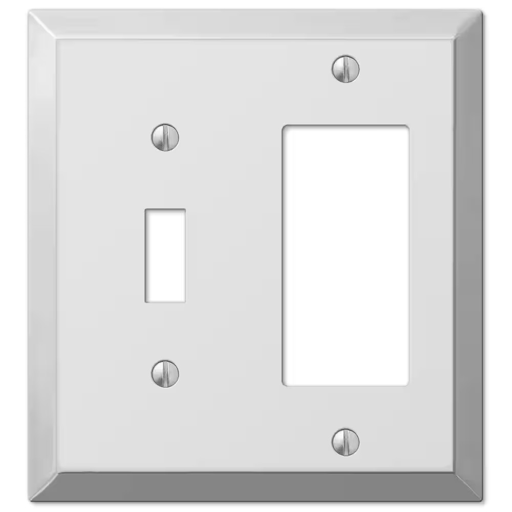 Metallic 2 Gang 1-Toggle and 1-Rocker Steel Wall Plate - Polished Chrome Free Sh