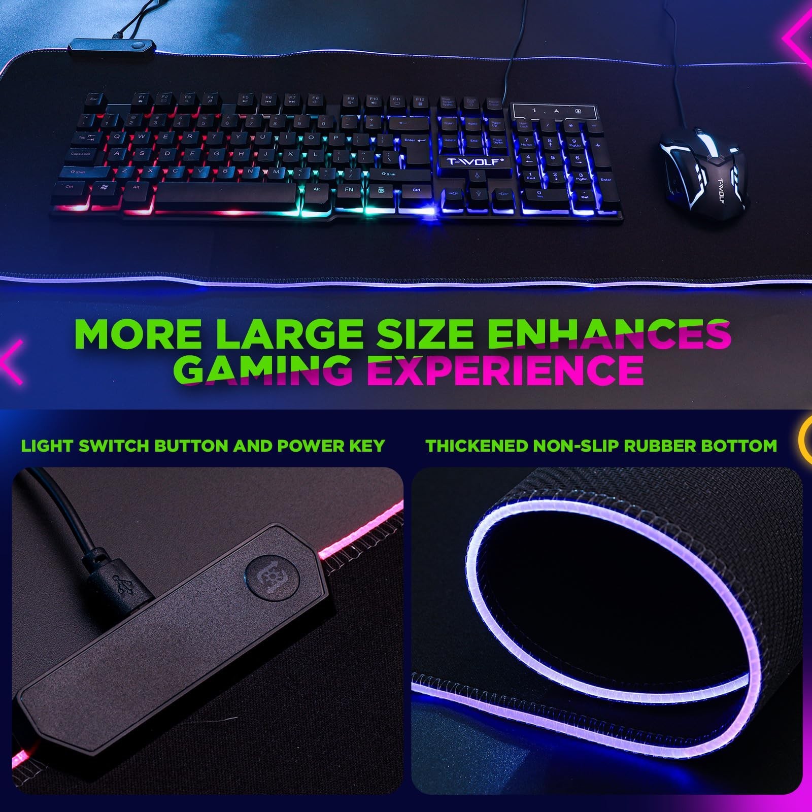 Vinsot 6 in 1 Gaming Accessories Bundle Includes Keyboard, Mouse, Mouse Pad, ...