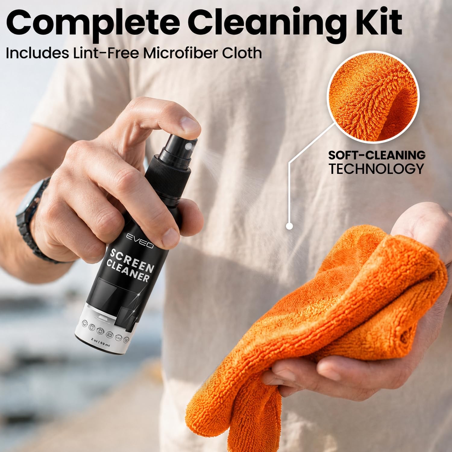 Screen Cleaner Spray - TV Screen Cleaner Spray and Microfiber Cloth kit, Comput