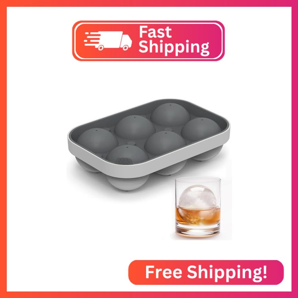 Winrock 2.5inch Spherical Ice Ball Tray For Whiskey, Big Ice Freezer Mold for Co