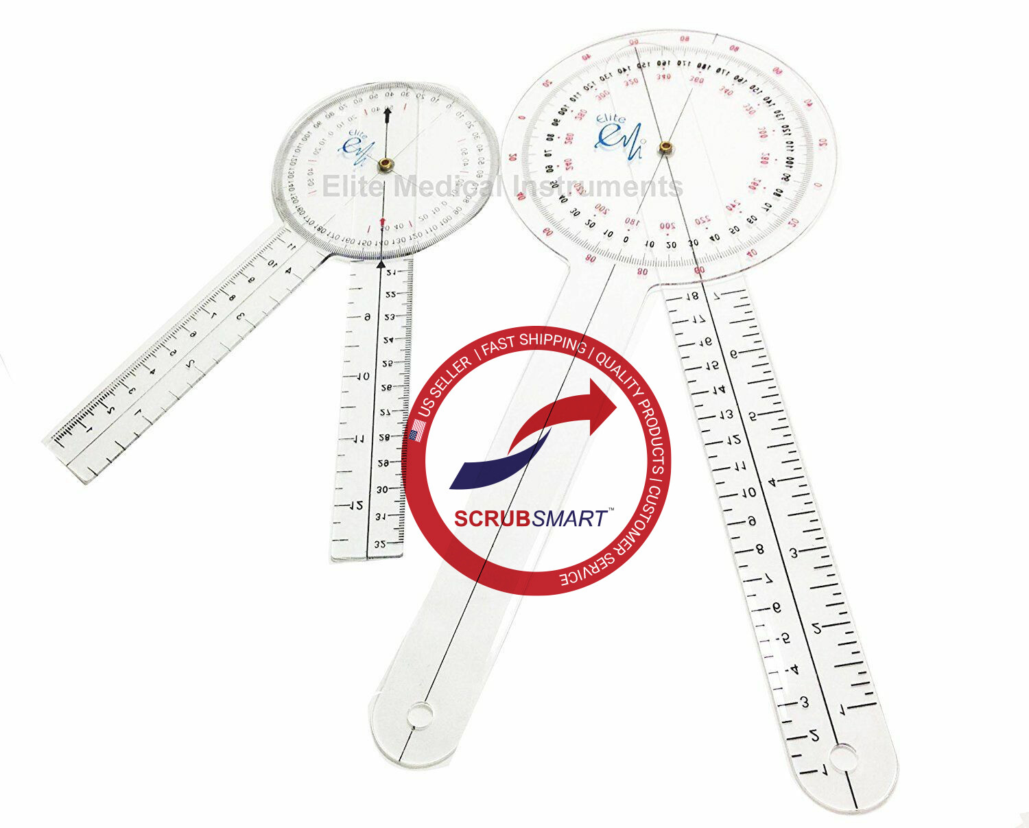 *** US Seller** 12 inch and 8 inch 2 Piece Physical Therapy Goniometer Set ISOM