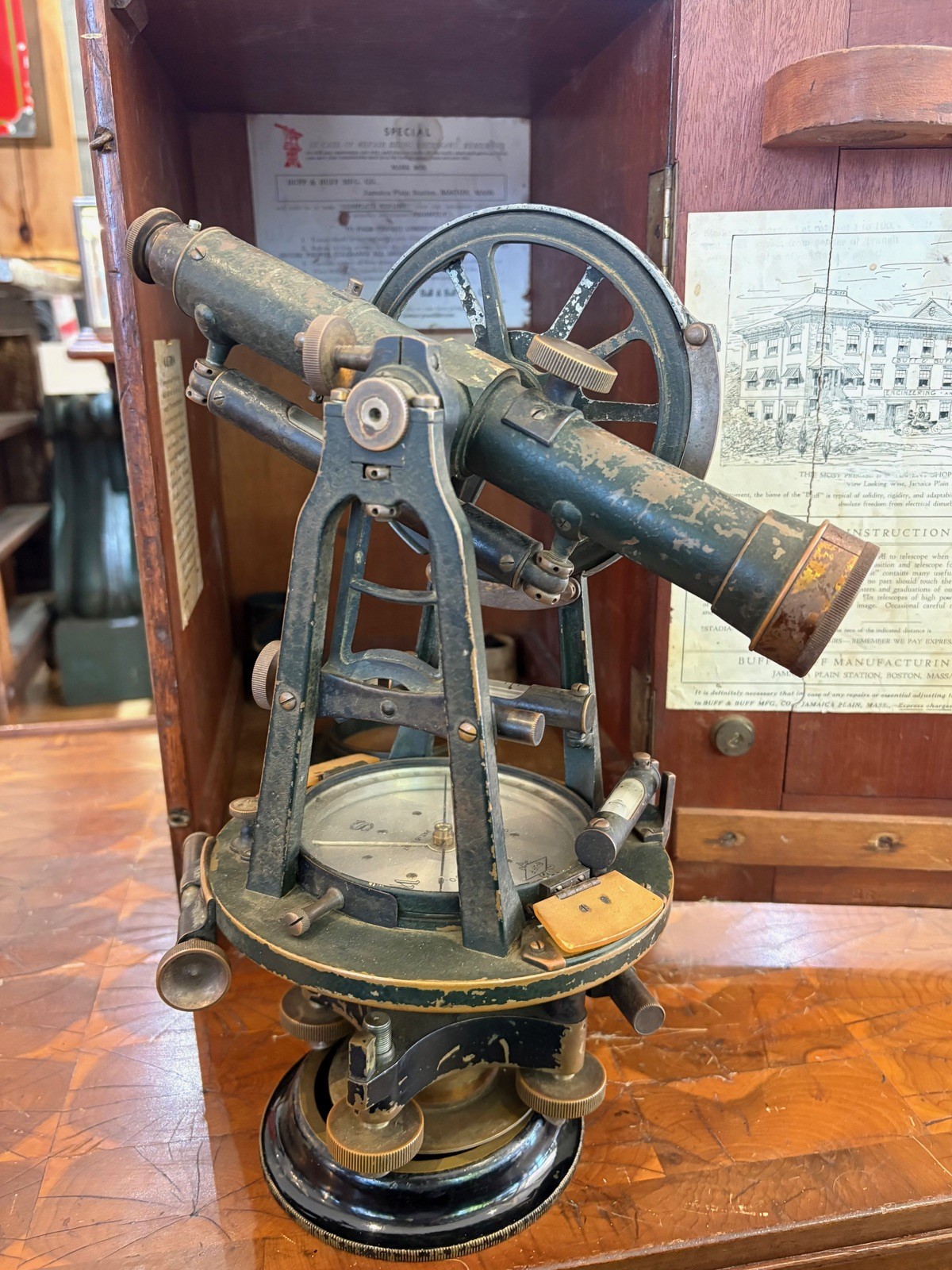 Vintage Buff & Buff Boston Surveying Transit / Theodolite with Original Case