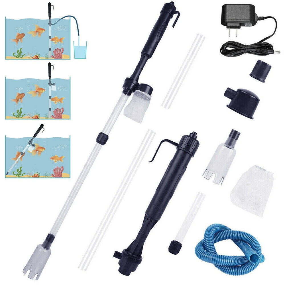 🔥 Electric Gravel Vacuum Cleaner Pump Aquarium Fish Tank Water Siphon Change US