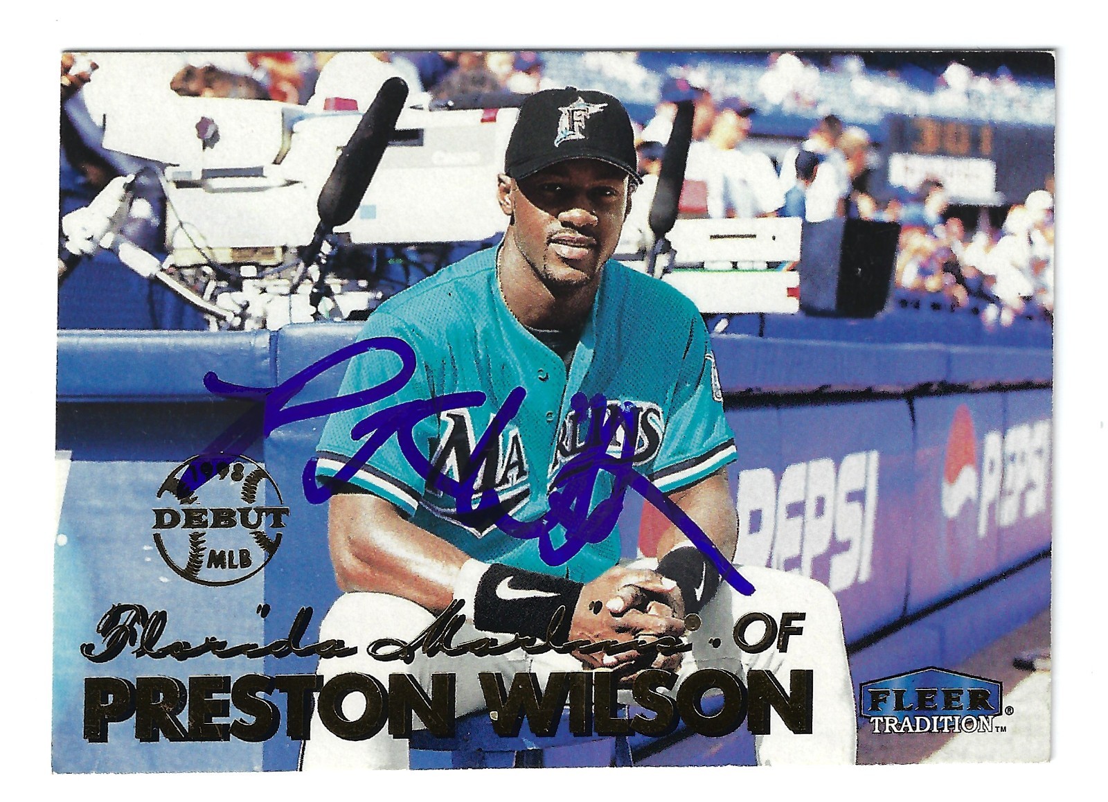 PRESTON WILSON MIAMI MARLINS SIGNED CARD ROCKIES CARDINALS METS ASTROS NATIONALS