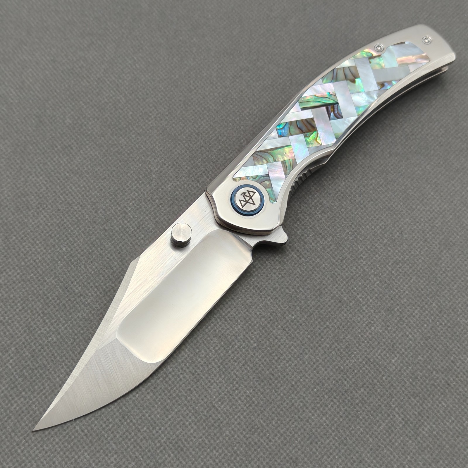 Manual Folding Pocket Knife Titanium M390 Mother-of-pearl Shell Inlay EDC KB066