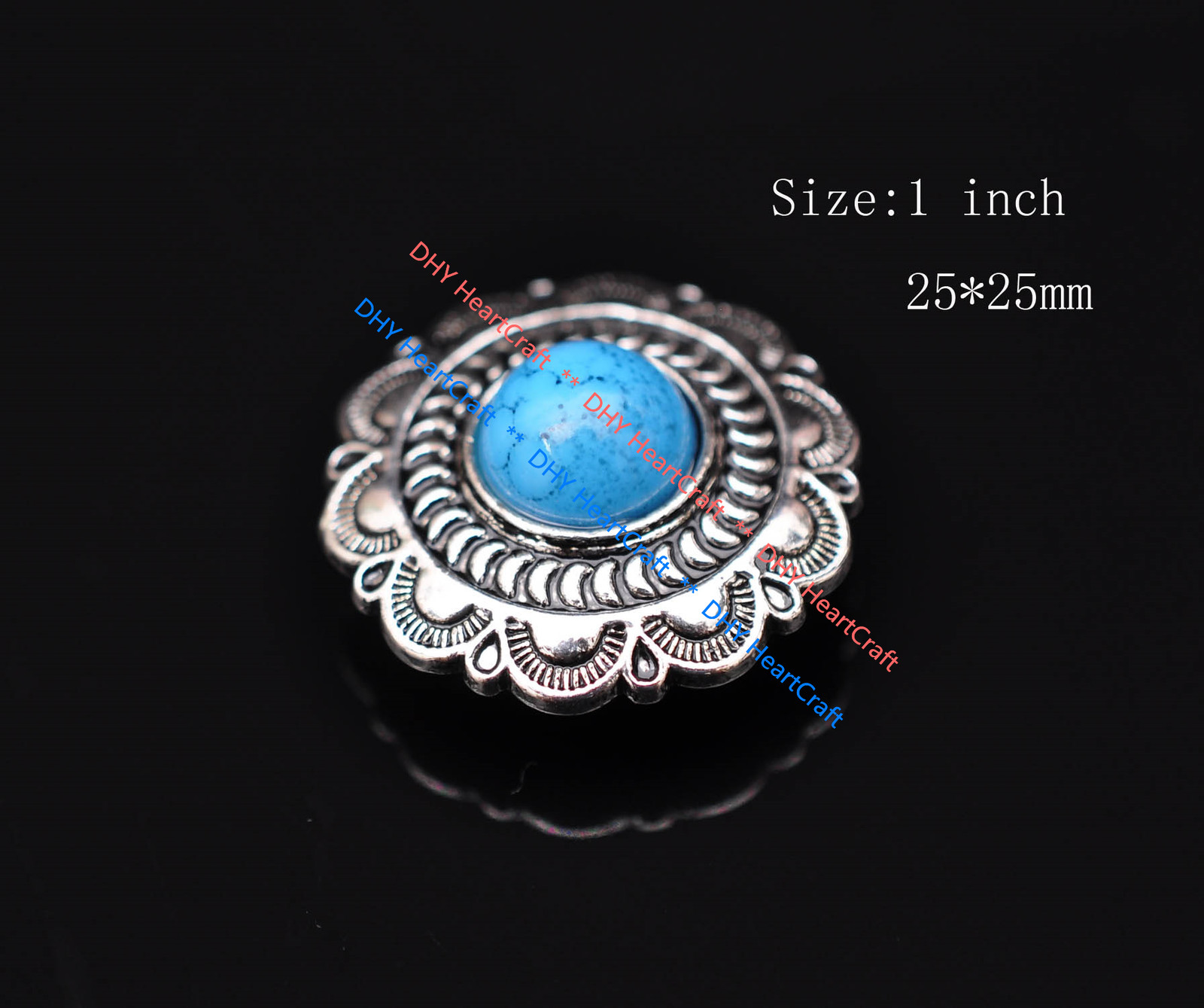 10X Bling Silver Turquoise Flower DIY Leathercraft Wallet Belt Handbag Concho 1"