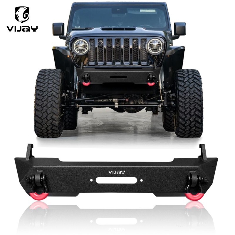 Vijay New Steel Front Bumper Fits 07-25 Jeep Wrangler JK JL JT W/D-Rings