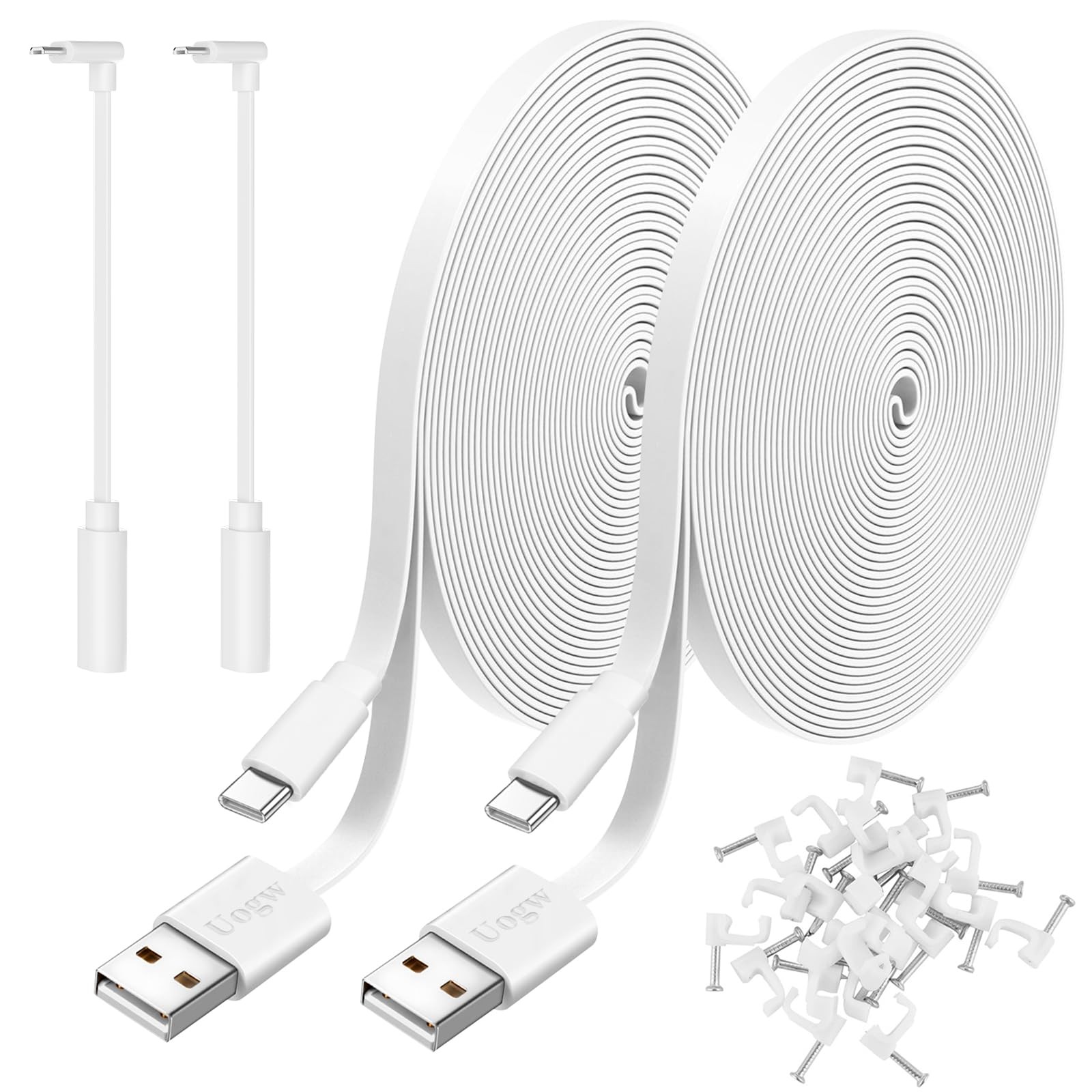 2 Pack 20FT Power Extension Cable Compatible with Wyze Cam 20FT, White