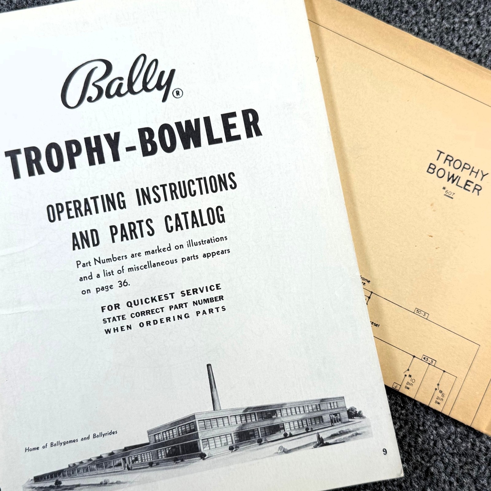 Bally Trophy-Bowler Shuffle Game Machine Manual Schematics Parts ORIGINAL