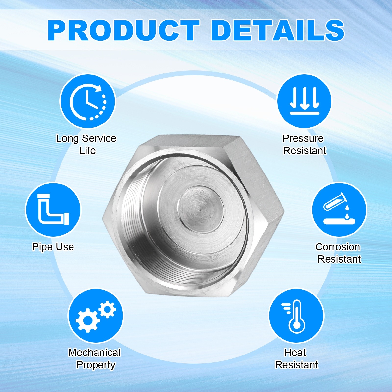 2-Pack Hex End Cap, M36*1.5 m Female Thread Pipe Fitting