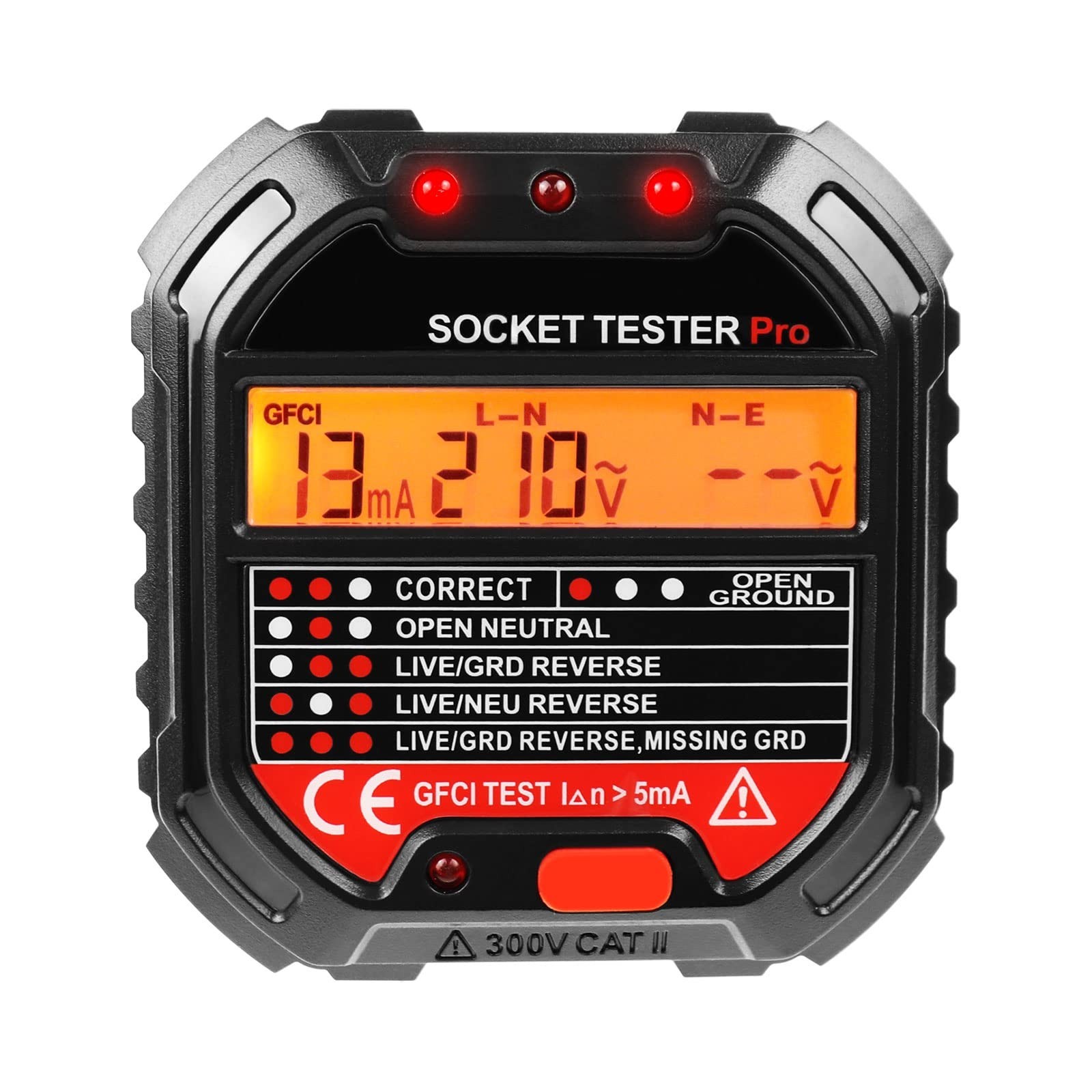 GFCI Outlet Tester with Color LCD Display, Receptacle Tester for Standard 3-W...