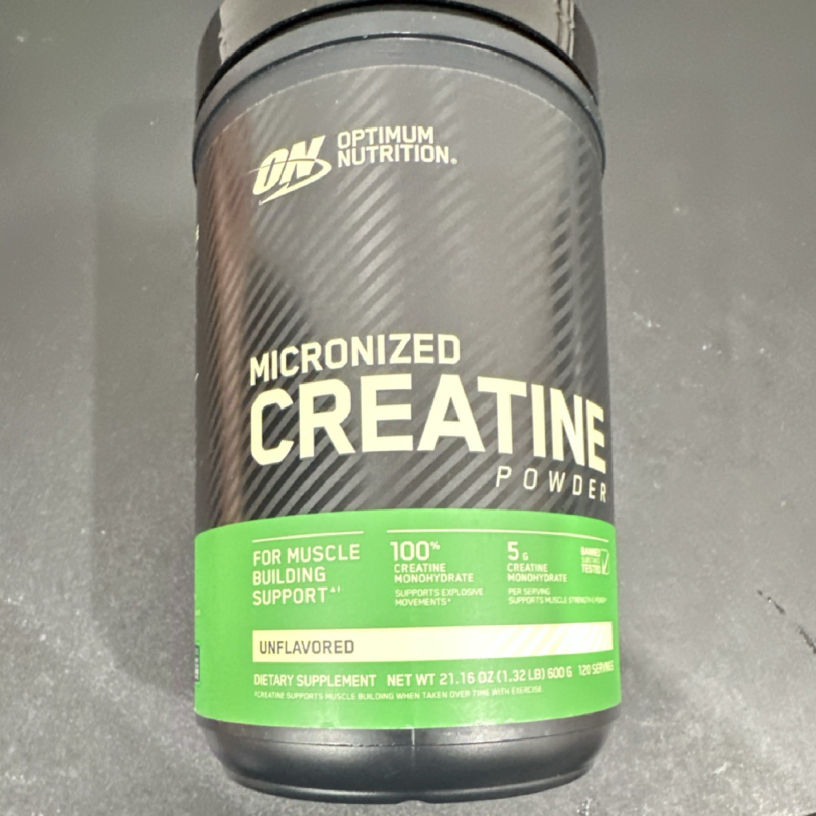 Optimum Nutrition Creatine Monohydrate Powder Unflavored 21.16oz 120 Servings