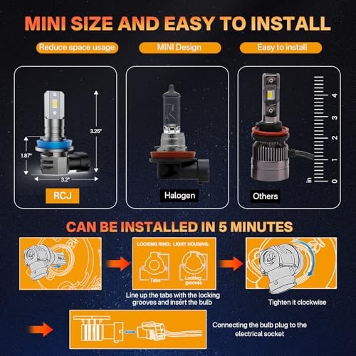 H11 Bulbs, H8/H9/H16 Fog Light 6000K with Cooling Fan, H11/H8/H9 Cool White